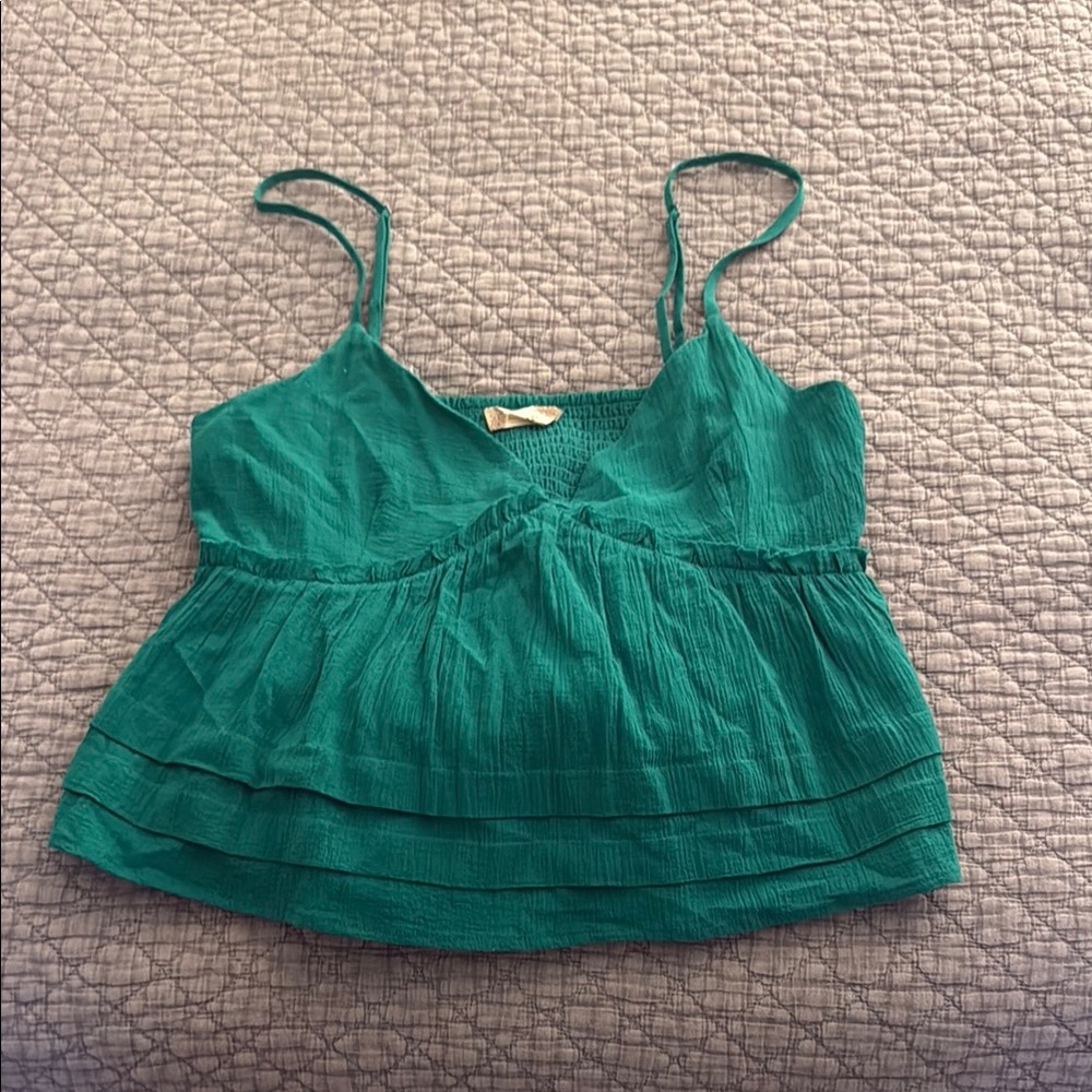 Altar'd State Green Tiered Smocked Camisole